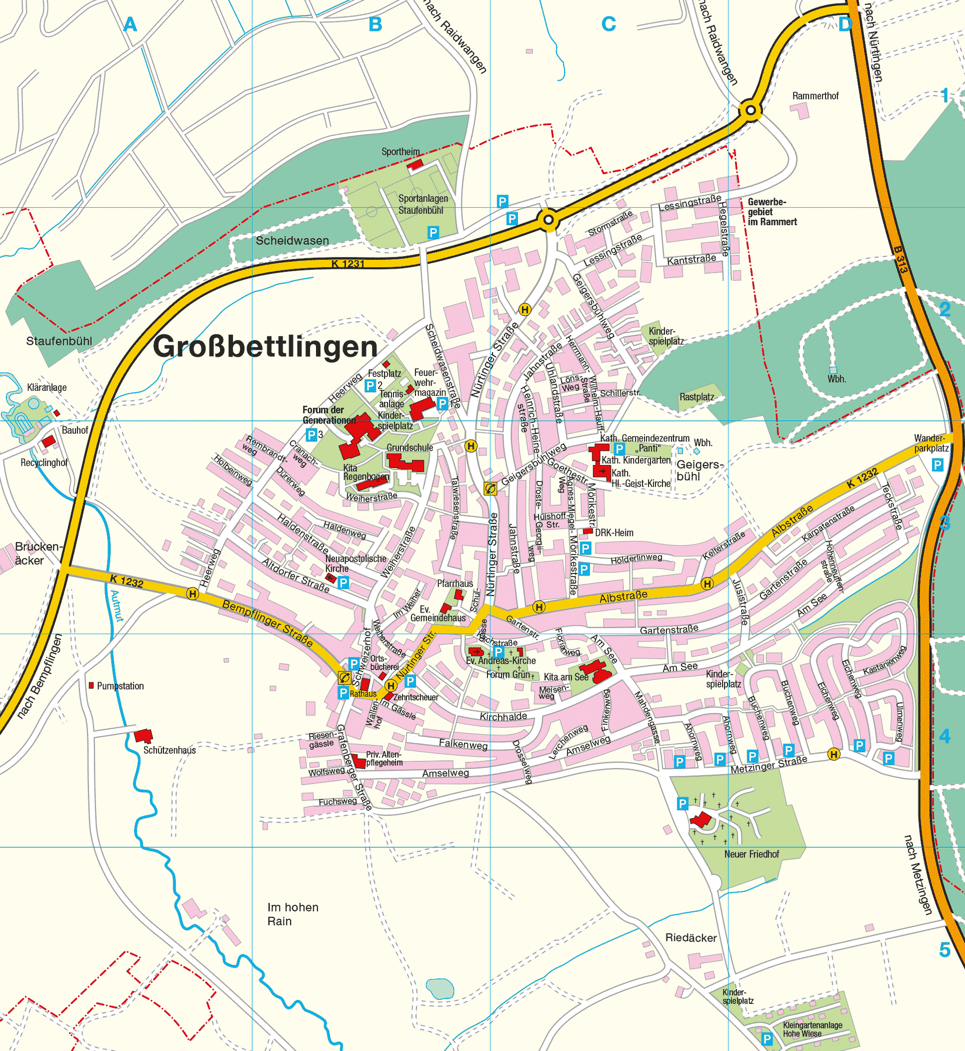 Großbettlingen - HLK Kommunikation-Verlag Onlinekarten